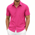 Camicia uomo L fucsia a maniche corte con taschino