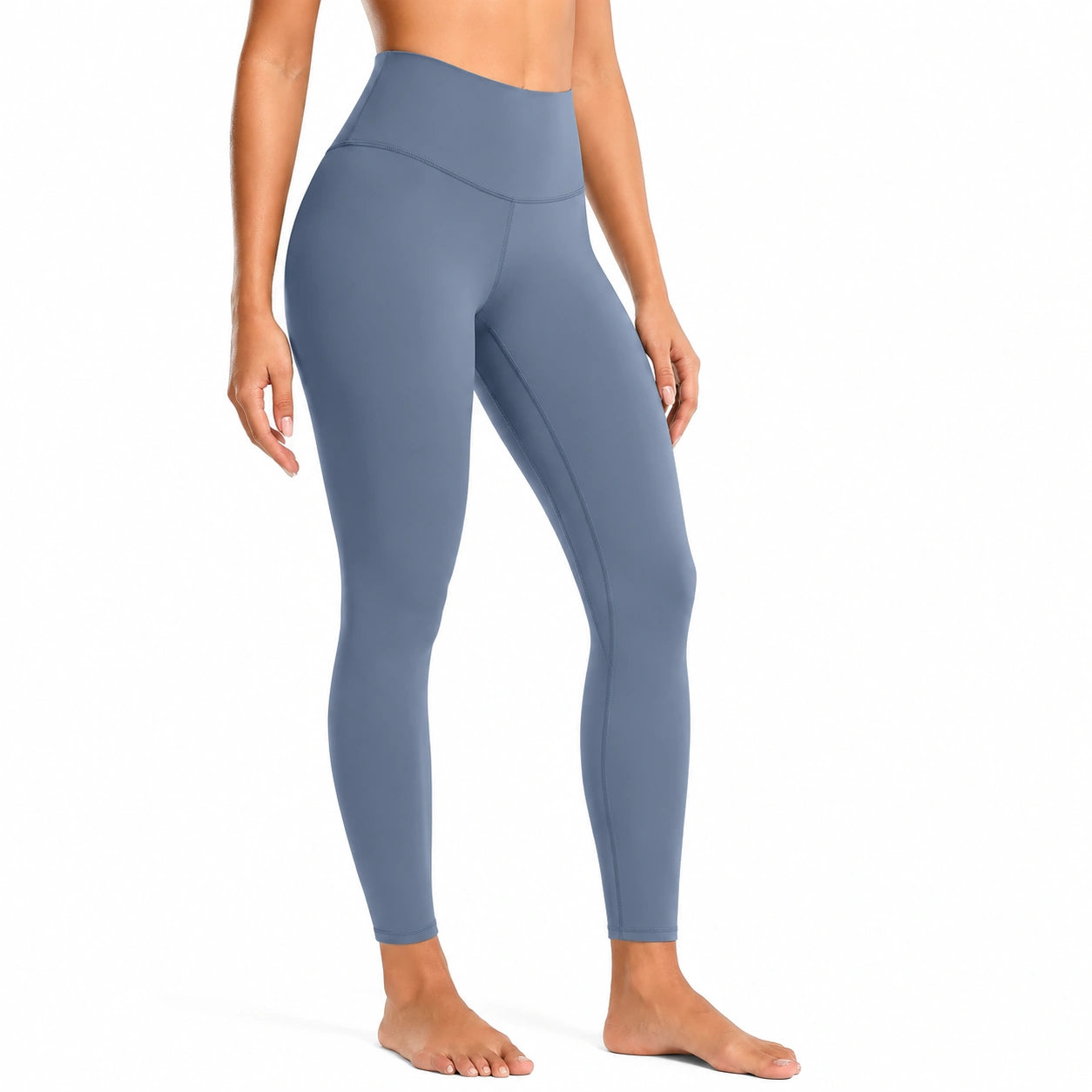 Leggings donna M in tessuto elasticizzato blu ardesia a vita alta per fitness