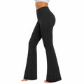 Pantaloni yoga donna taglia S in tessuto elasticizzato nero a vita alta con gamba svasata