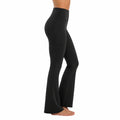 Leggings donna taglia S neri in tessuto elasticizzato a vita alta svasati con tasche laterali