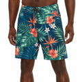 Costume da bagno uomo M in tessuto sintetico blu con stampa tropicale e coulisse