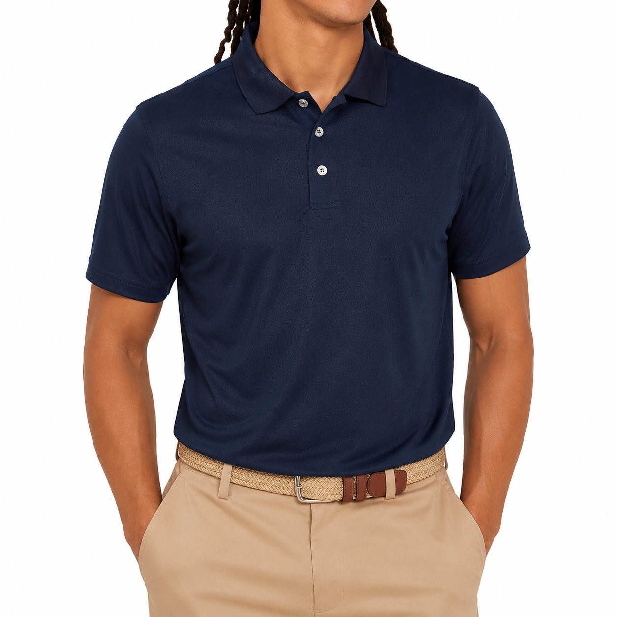 Polo da uomo taglia L in tessuto blu navy a maniche corte stile classico