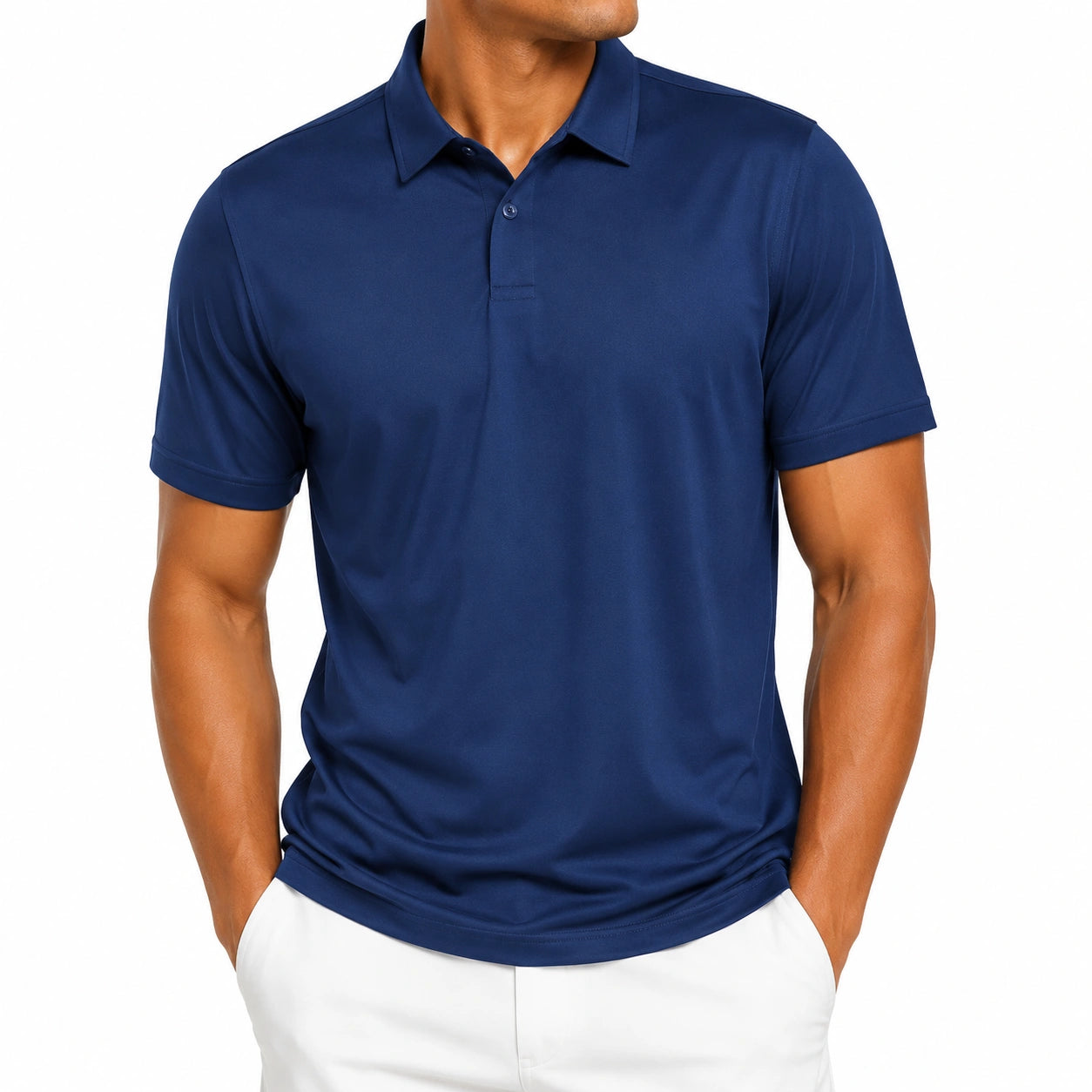 Polo da uomo M in tessuto blu navy a manica corta per look casual