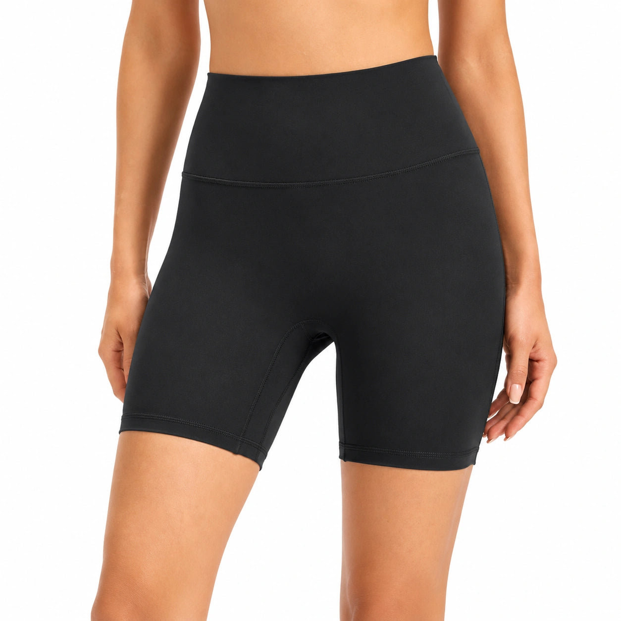 Shorts ciclista donna S in tessuto elasticizzato nero a vita alta per allenamento