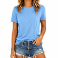 T-shirt donna S in tessuto leggero azzurro - girocollo a maniche corte