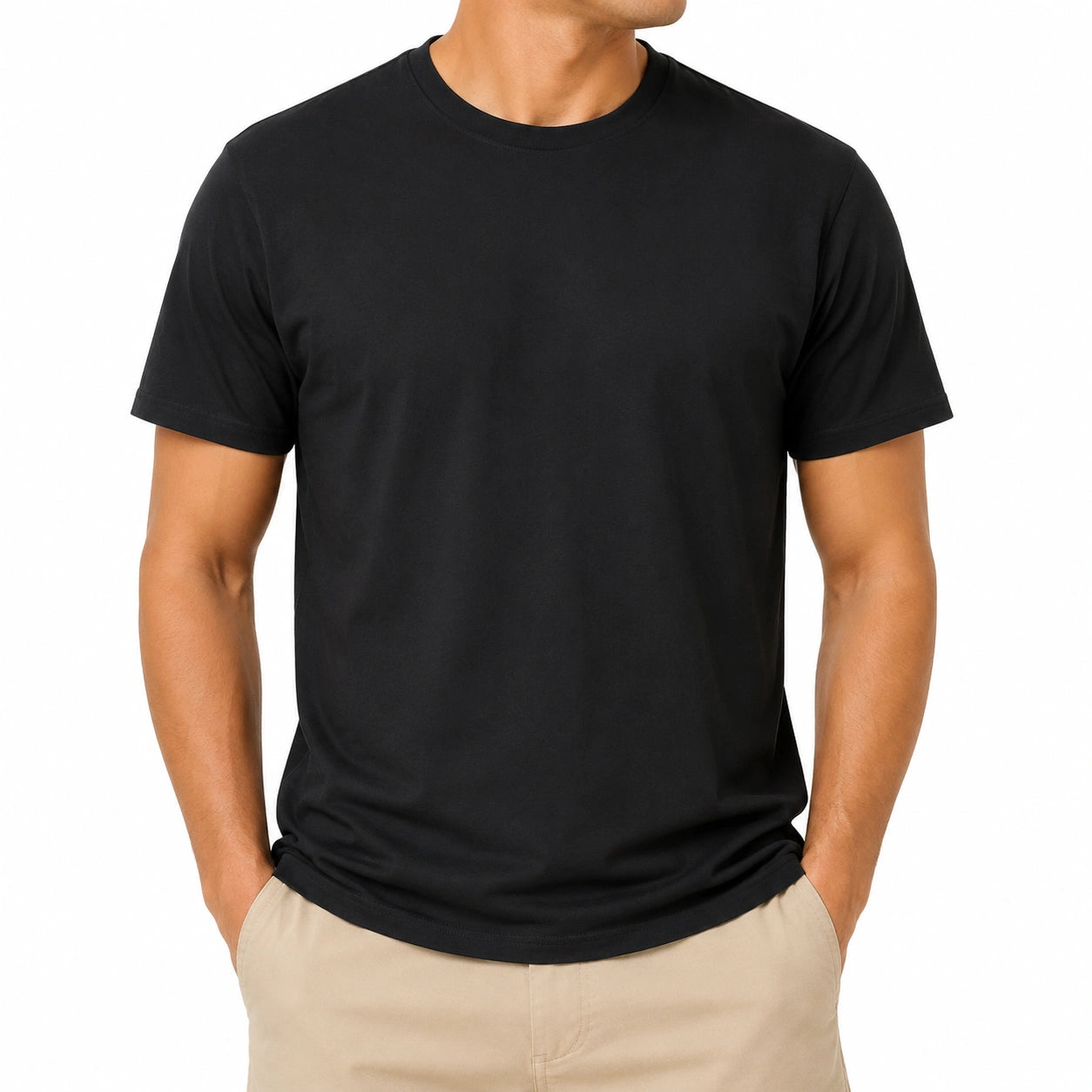 T-shirt uomo taglia M in tessuto nero a maniche corte girocollo tinta unita