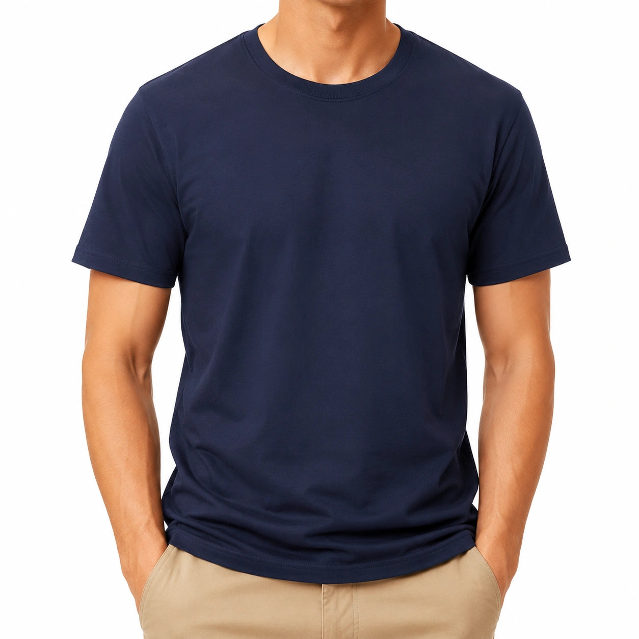 T-shirt uomo taglia M in tessuto blu navy - manica corta girocollo casual